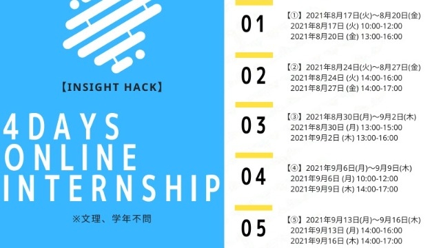 【Insight Hack】4Days OnlineInternship 参加受付開始！