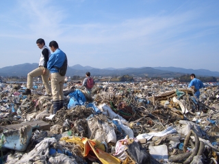 東日本大震災　防疫ボランティアの様子（ネズミの調査）