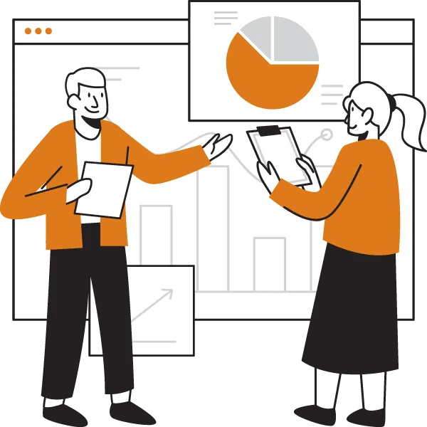 企業研究している男女